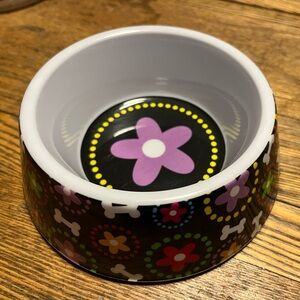 PLASTIC FLORAL DOG/ CAT BOWL
